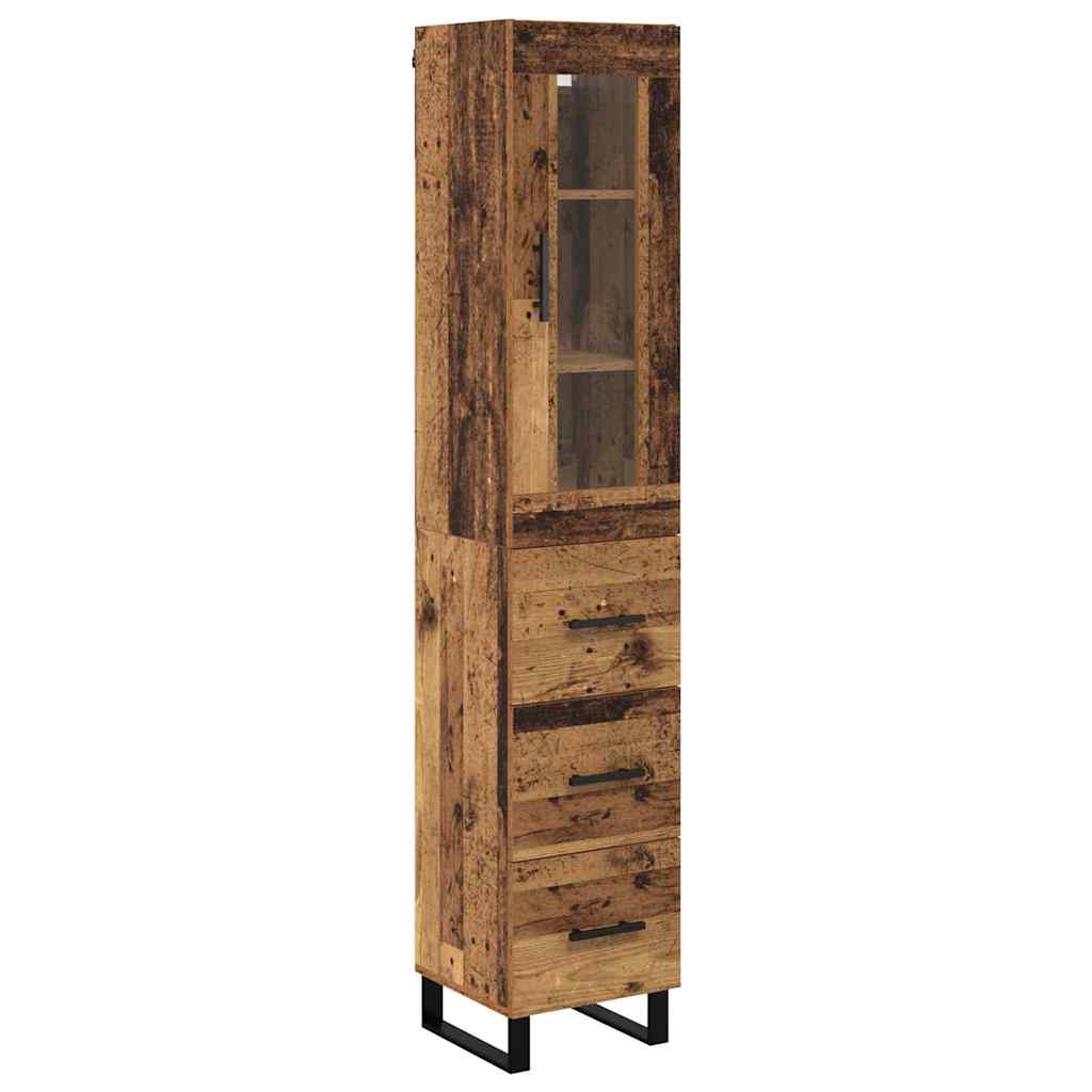 Highboard Altholz 34,5 x 34 x 180 cm Holzwerkstoff