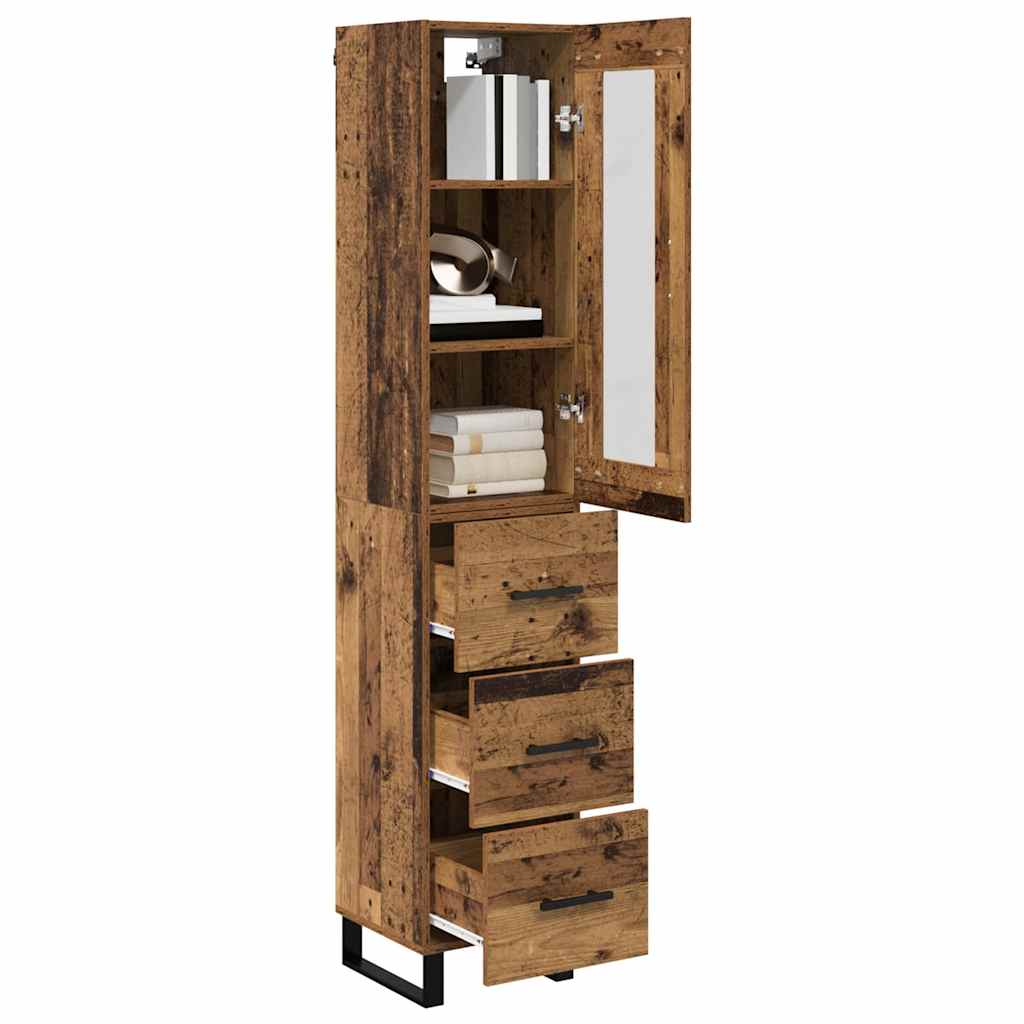 Highboard Altholz 34,5 x 34 x 180 cm Holzwerkstoff