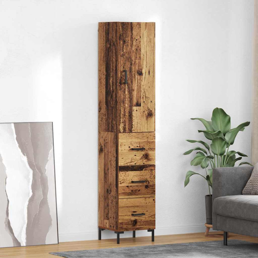 Highboard Altholz 69,5 x 34 x 180 cm Holzwerkstoff