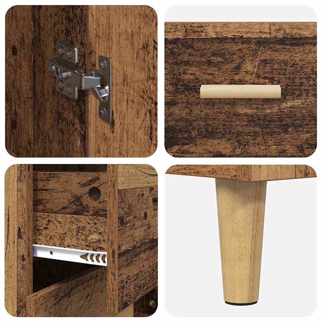 Highboard Altholz 69,5 x 34 x 180 cm Engineered Wood und Glas