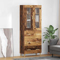 Highboard Altholz 69,5 x 34 x 180 cm Engineered Wood und Glas