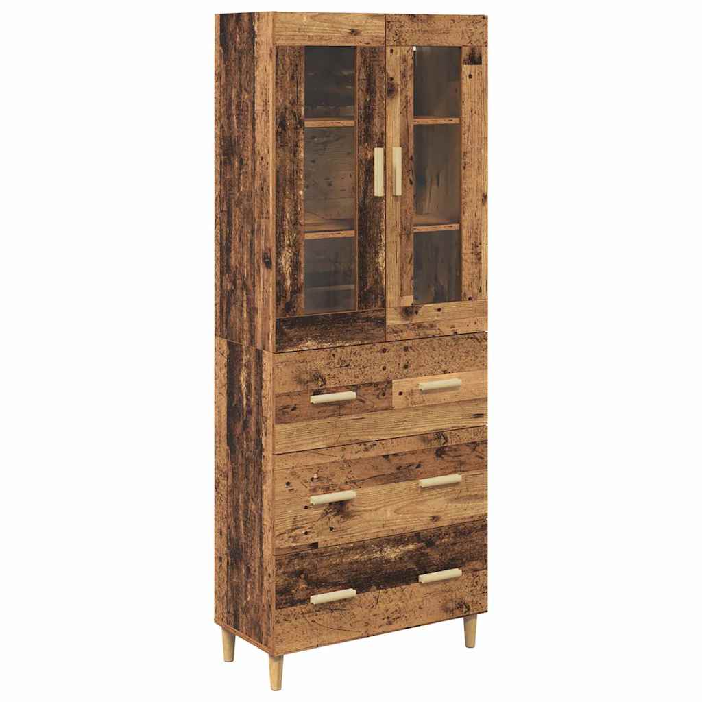 Highboard Altholz 69,5 x 34 x 180 cm Engineered Wood und Glas