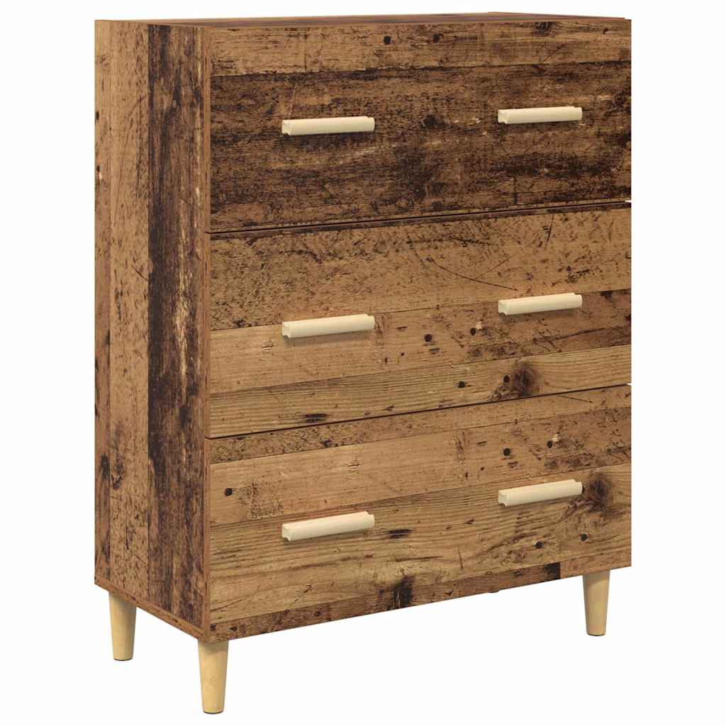 Highboard Altholz 69,5 x 34 x 180 cm Engineered Wood und Glas