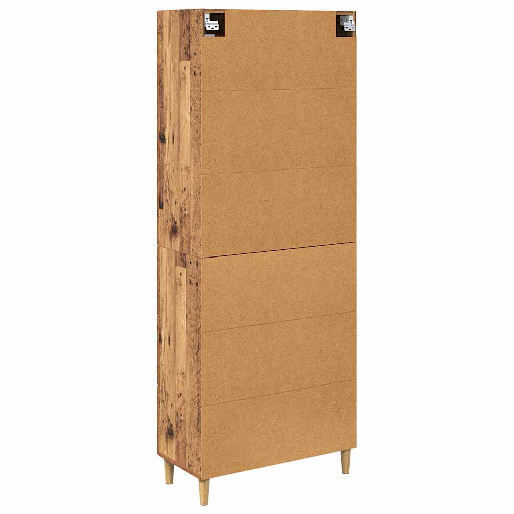 Highboard Altholz 69,5 x 34 x 180 cm Engineered Wood und Glas