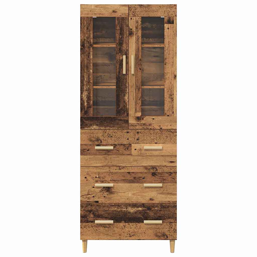 Highboard Altholz 69,5 x 34 x 180 cm Engineered Wood und Glas