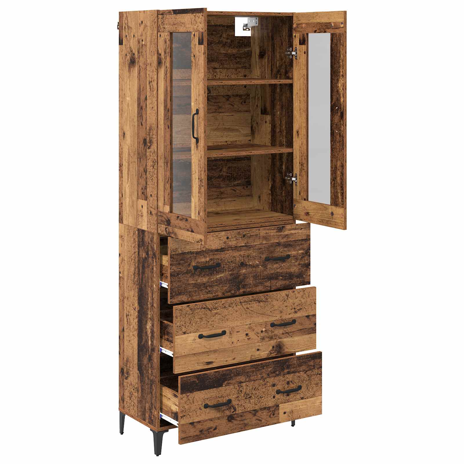 Highboard Wandmontiert Altholz 69,5 x 34 x 180 cm Holzwerkstoff