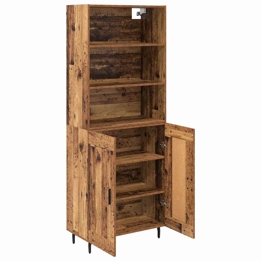 Highboard Altholz 69,5 x 34 x 180 cm Engineered Wood und Glas