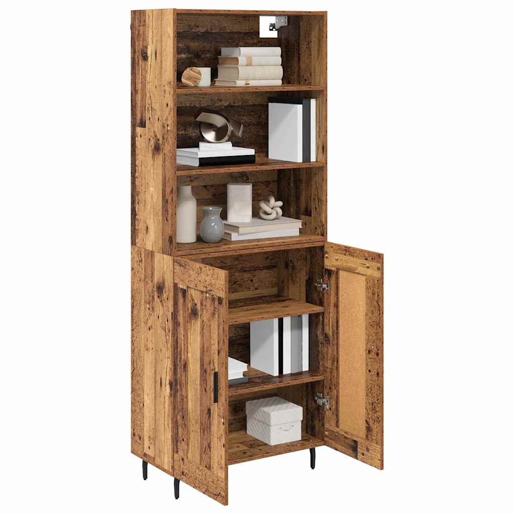 Highboard Altholz 69,5 x 34 x 180 cm Engineered Wood und Glas