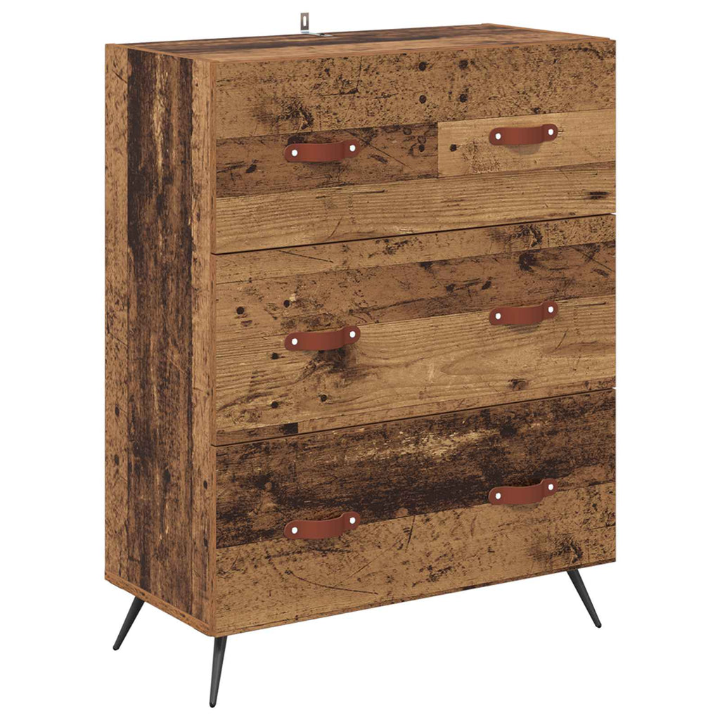 Highboard Wandmontiert Altholz 69,5 x 34 x 180 cm Holzwerkstoff