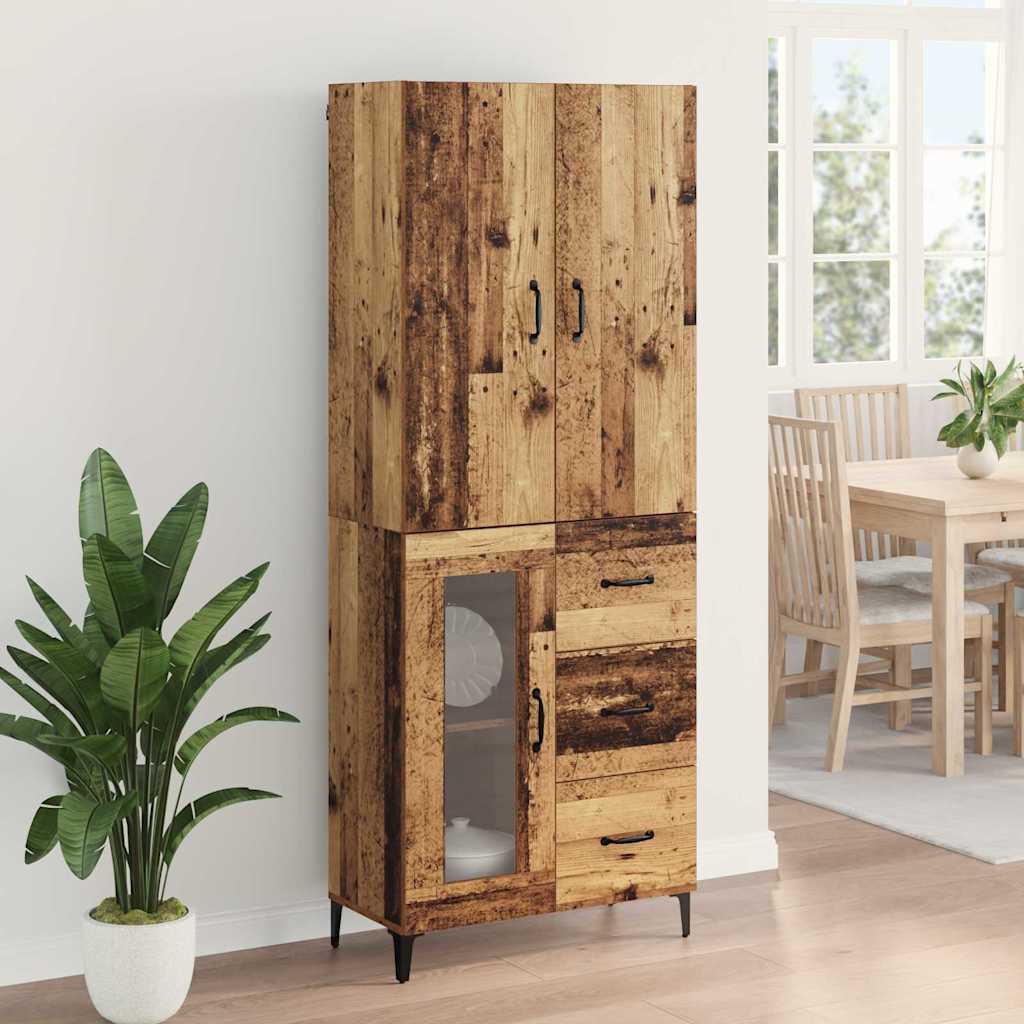 Highboard Wandmontiert Altholz 69,5 x 34 x 180 cm Holzwerkstoff