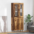 Highboard 2 pcs Altholz Engineered Wood und Glas