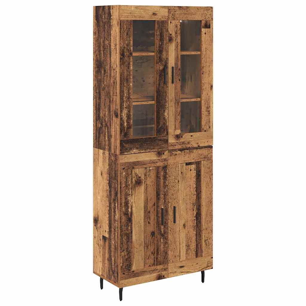 Highboard 2 pcs Altholz Engineered Wood und Glas
