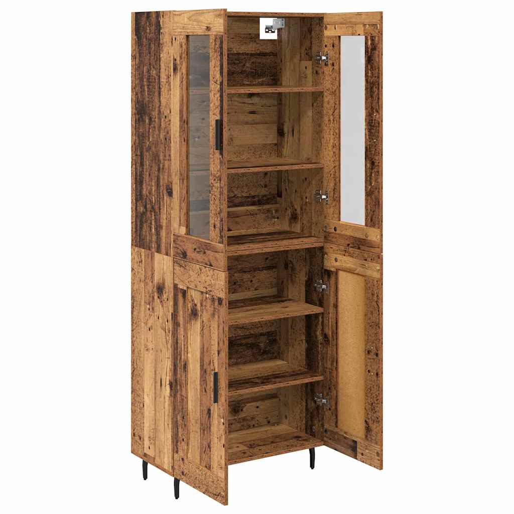 Highboard 2 pcs Altholz Engineered Wood und Glas
