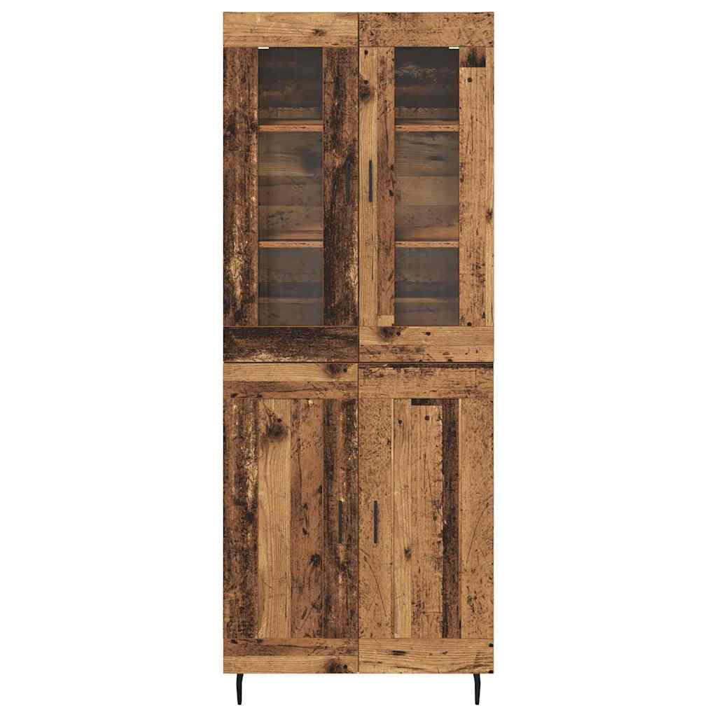 Highboard 2 pcs Altholz Engineered Wood und Glas
