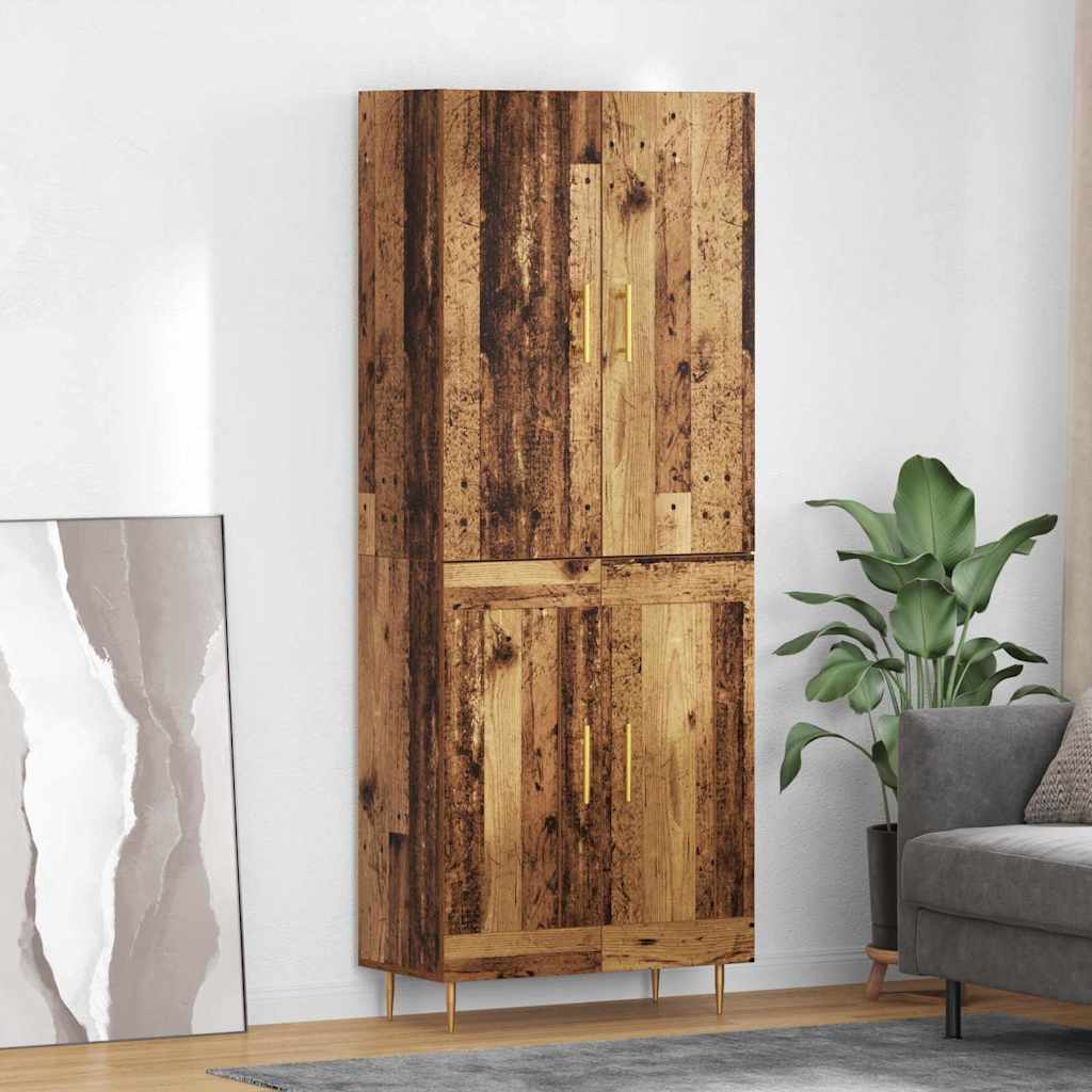 Highboard Wandmontiert Altholz 69,5 x 34 x 180 cm Holzwerkstoff