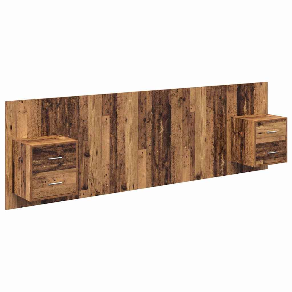 Kopfteil mit Schrank mit Schubladen 3 pcs Altholz Holzwerkstoff