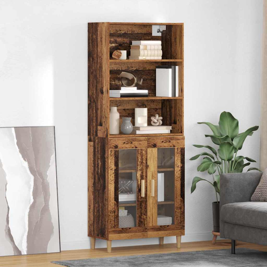 Highboard Altholz 69,5 x 32,5 x 180 cm Holzwerkstoff