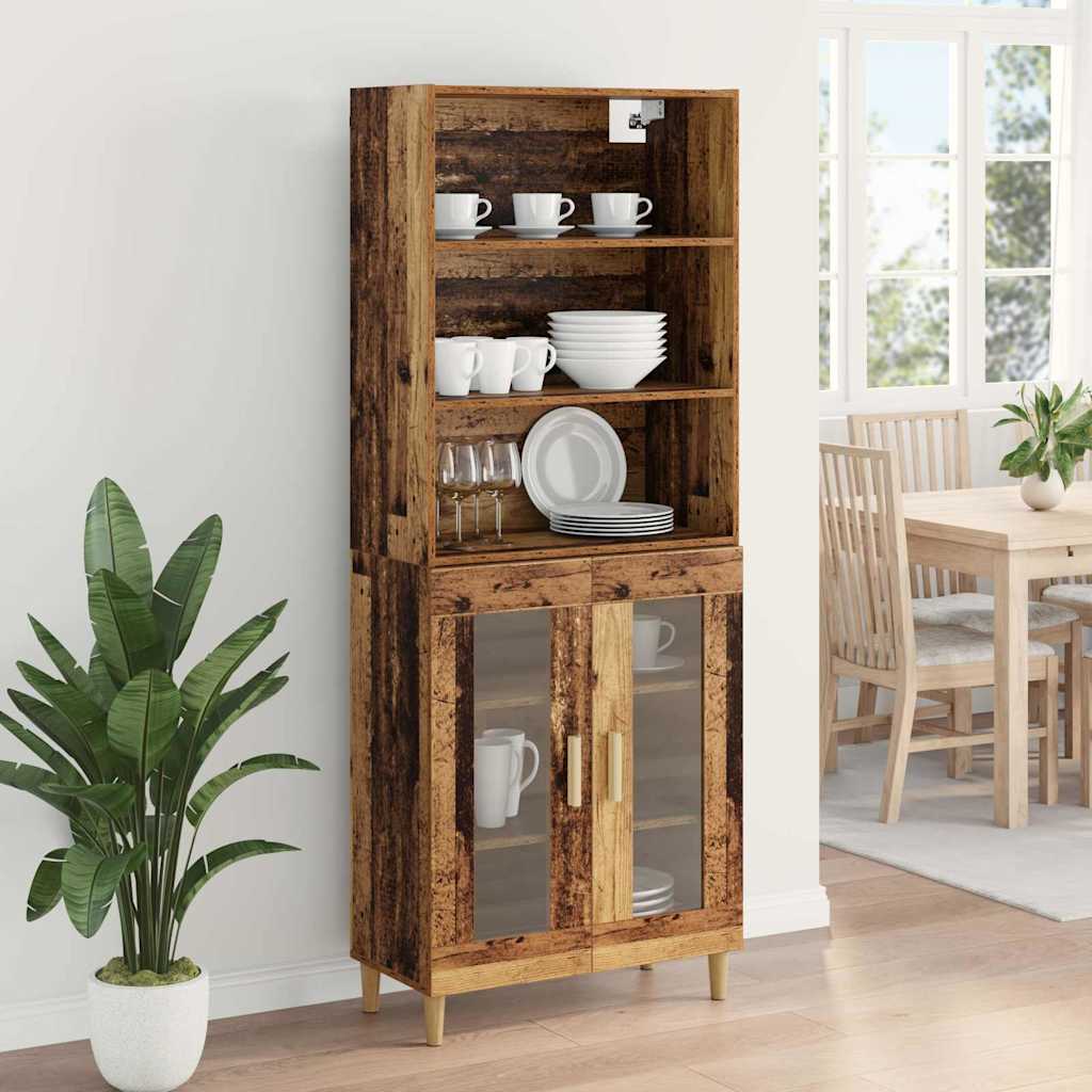 Highboard Altholz 69,5 x 32,5 x 180 cm Holzwerkstoff