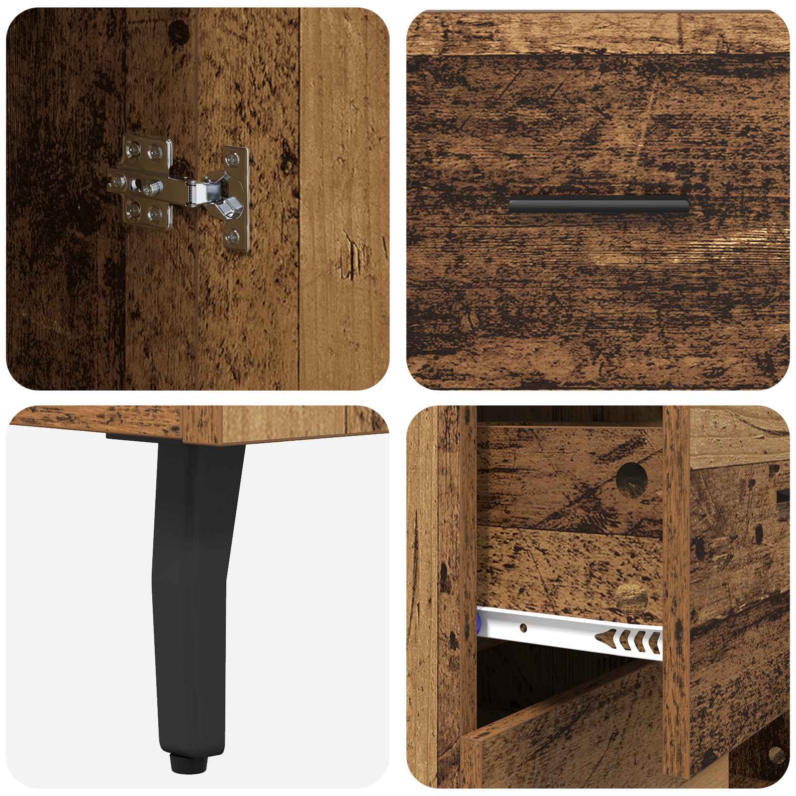 Highboard mit Schubladen 2 pcs Altholz Holzwerkstoff