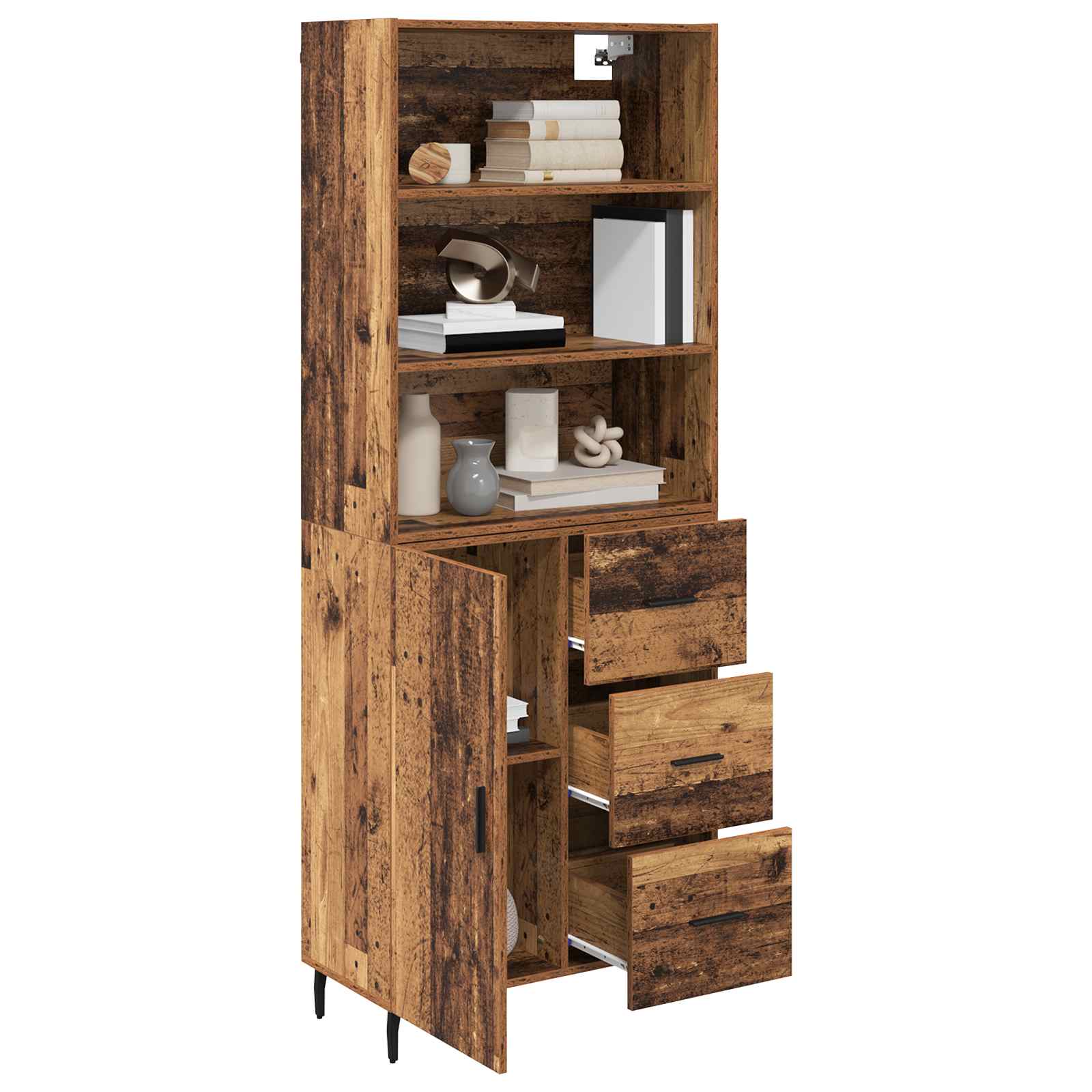 Highboard mit Schubladen 2 pcs Altholz Holzwerkstoff