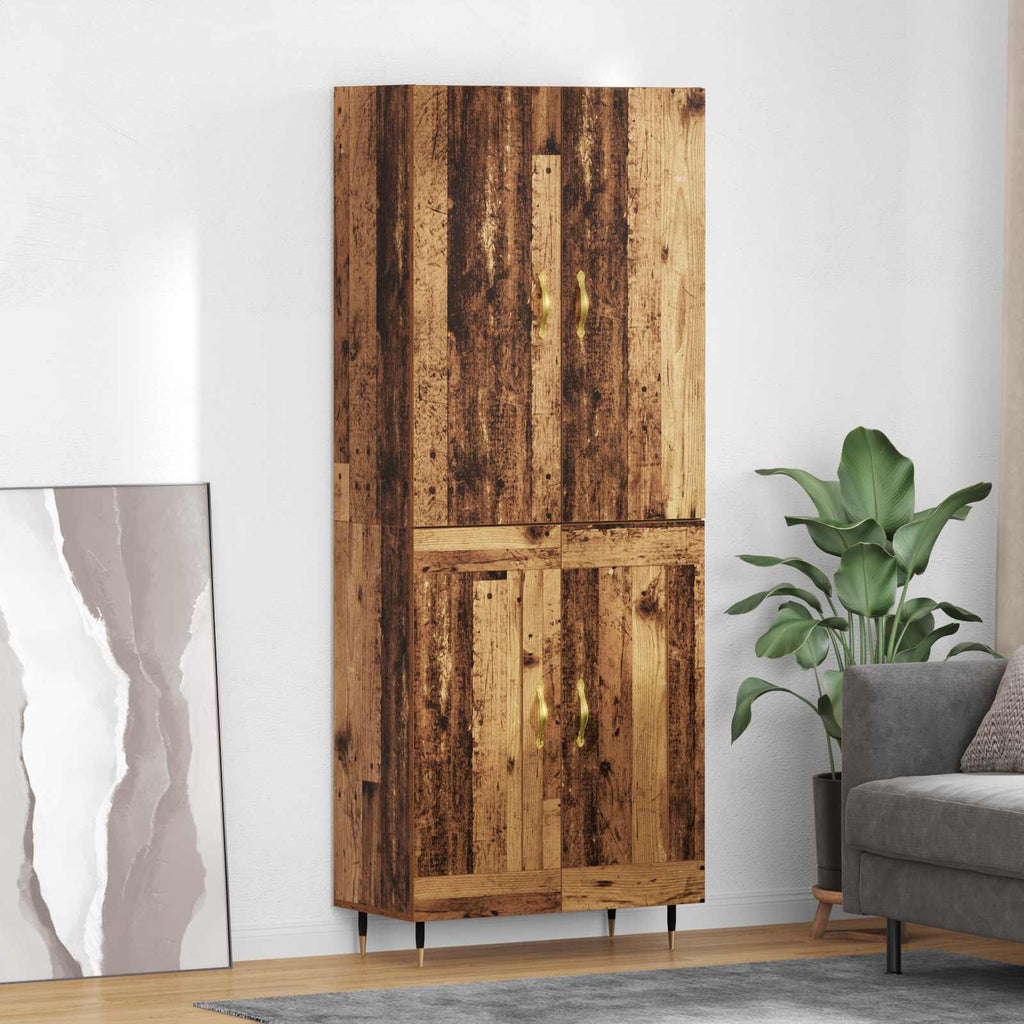 Highboard Wandmontiert Altholz 69,5 x 34 x 180 cm Holzwerkstoff