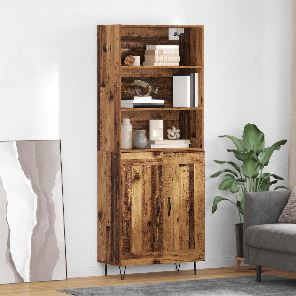 Highboard 2 pcs Altholz Holzwerkstoff