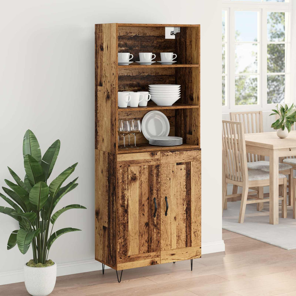 Highboard 2 pcs Altholz Holzwerkstoff