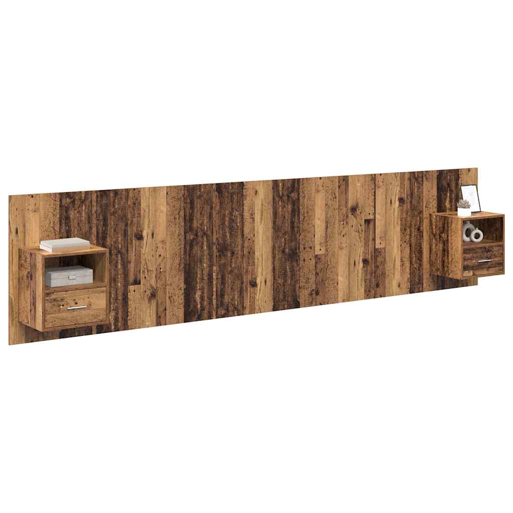 Kopfteil mit Schrank mit Schubladen 3 pcs Altholz Holzwerkstoff