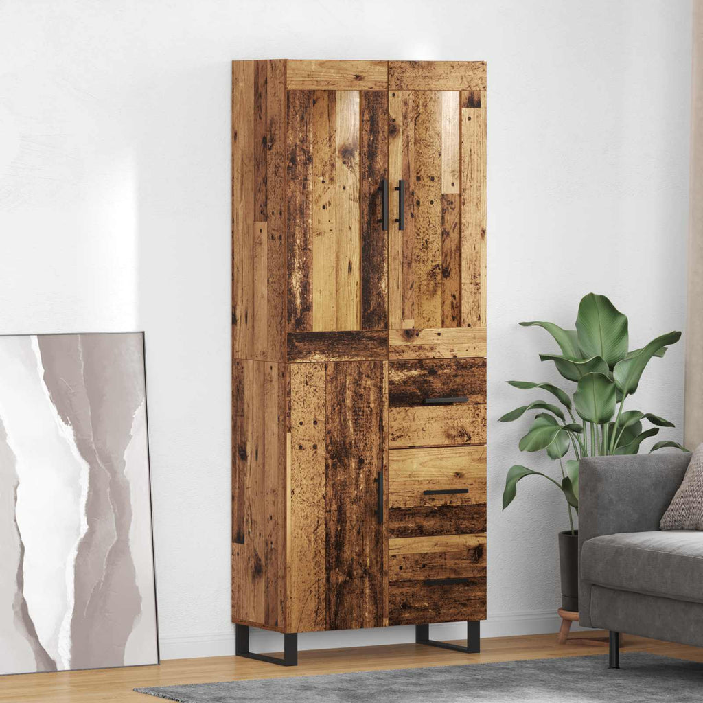 Highboard Altholz 69,5 x 34 x 180 cm Holzwerkstoff