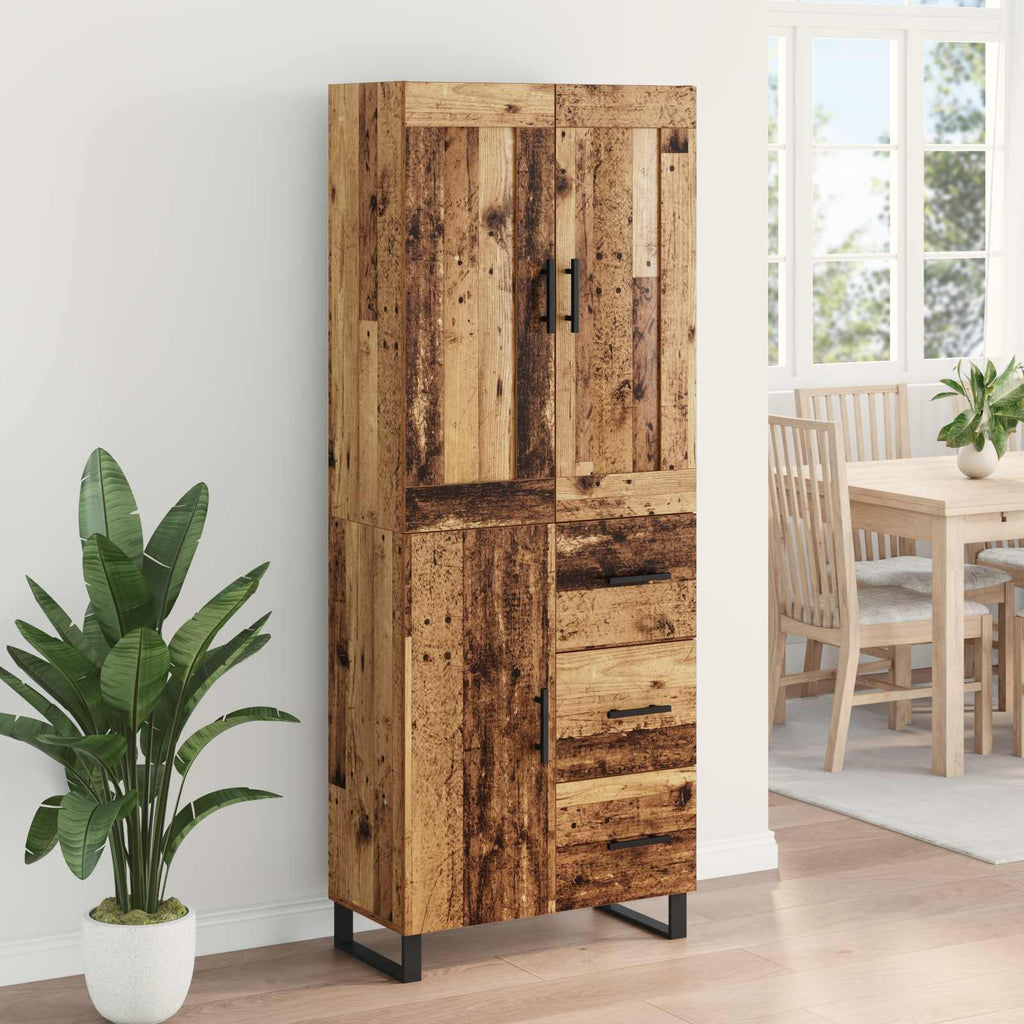 Highboard Altholz 69,5 x 34 x 180 cm Holzwerkstoff
