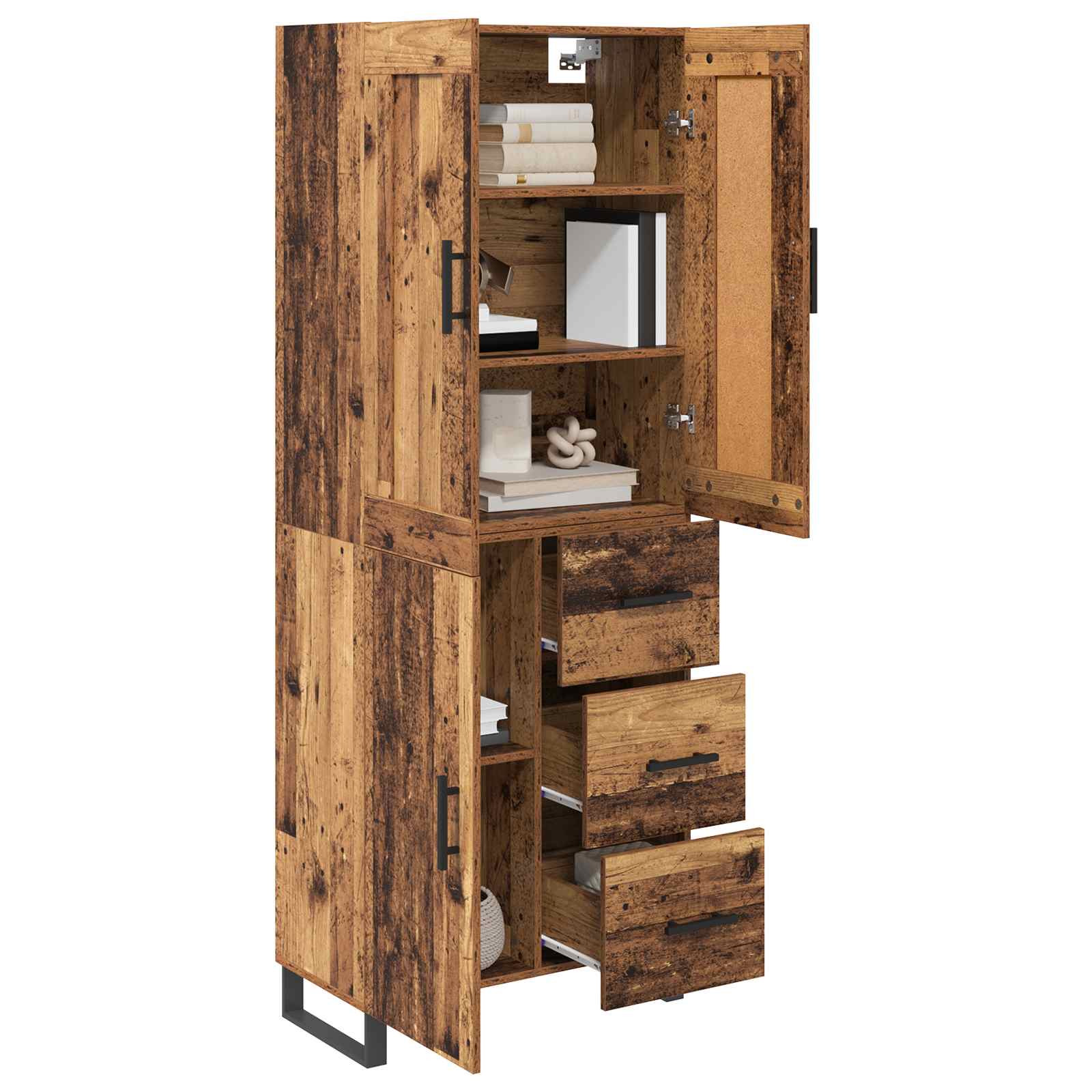 Highboard Altholz 69,5 x 34 x 180 cm Holzwerkstoff