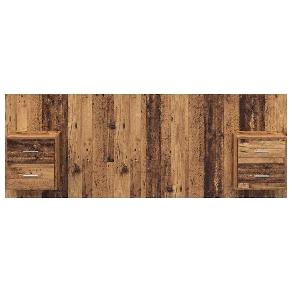 Kopfteil mit Schrank mit Schubladen 3 pcs Altholz Holzwerkstoff