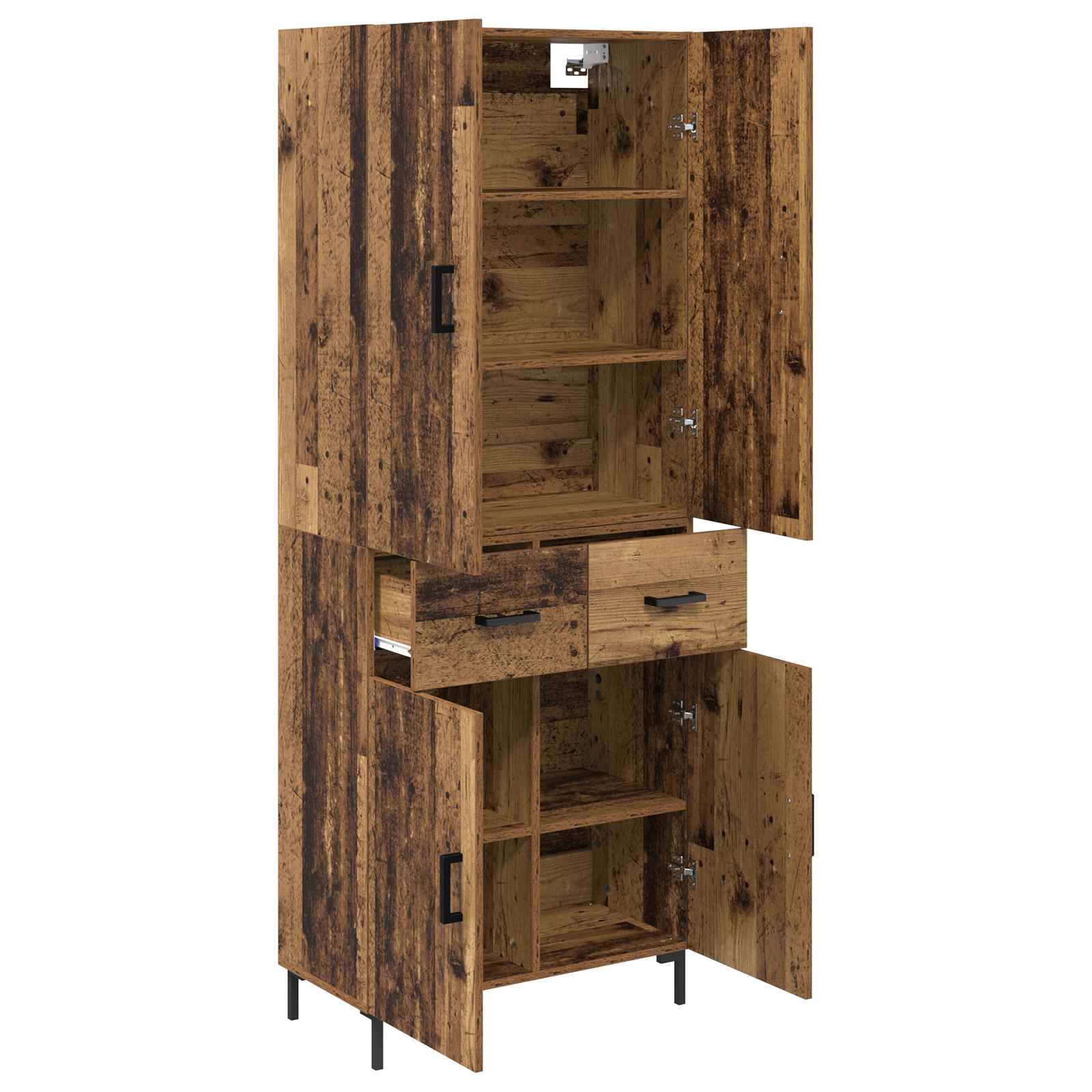 Highboard Wandmontiert Altholz 69,5 x 34 x 180 cm Holzwerkstoff