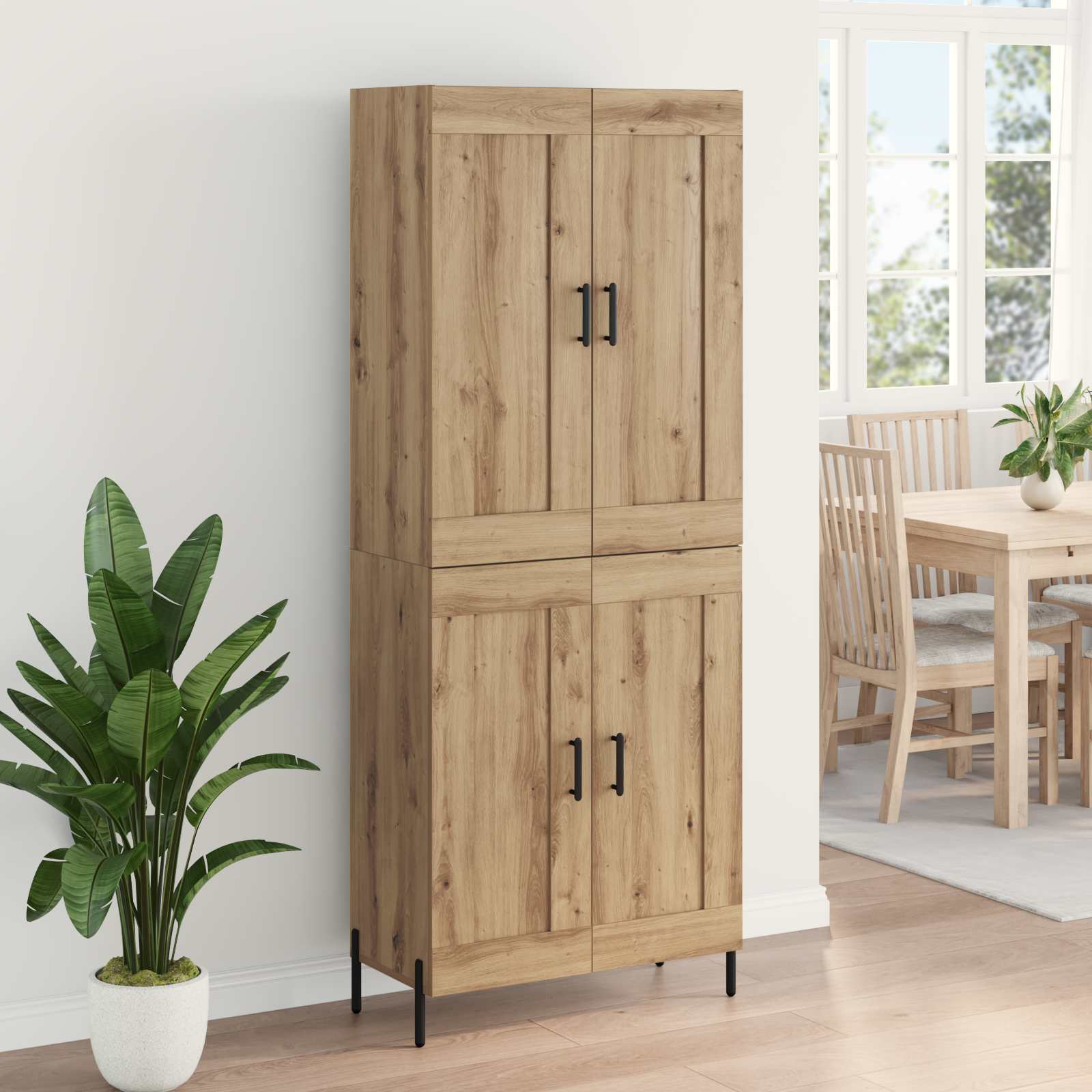 Highboard 2 pcs Artisan-Eiche Holzwerkstoff