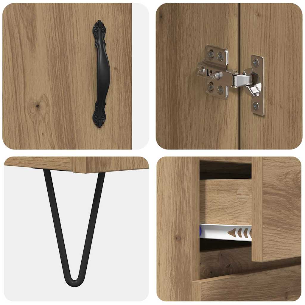Highboard 2 pcs Artisan-Eiche Ingenieurholz und Glas