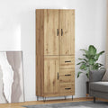 Highboard 2 pcs Artisan-Eiche Ingenieurholz und Glas