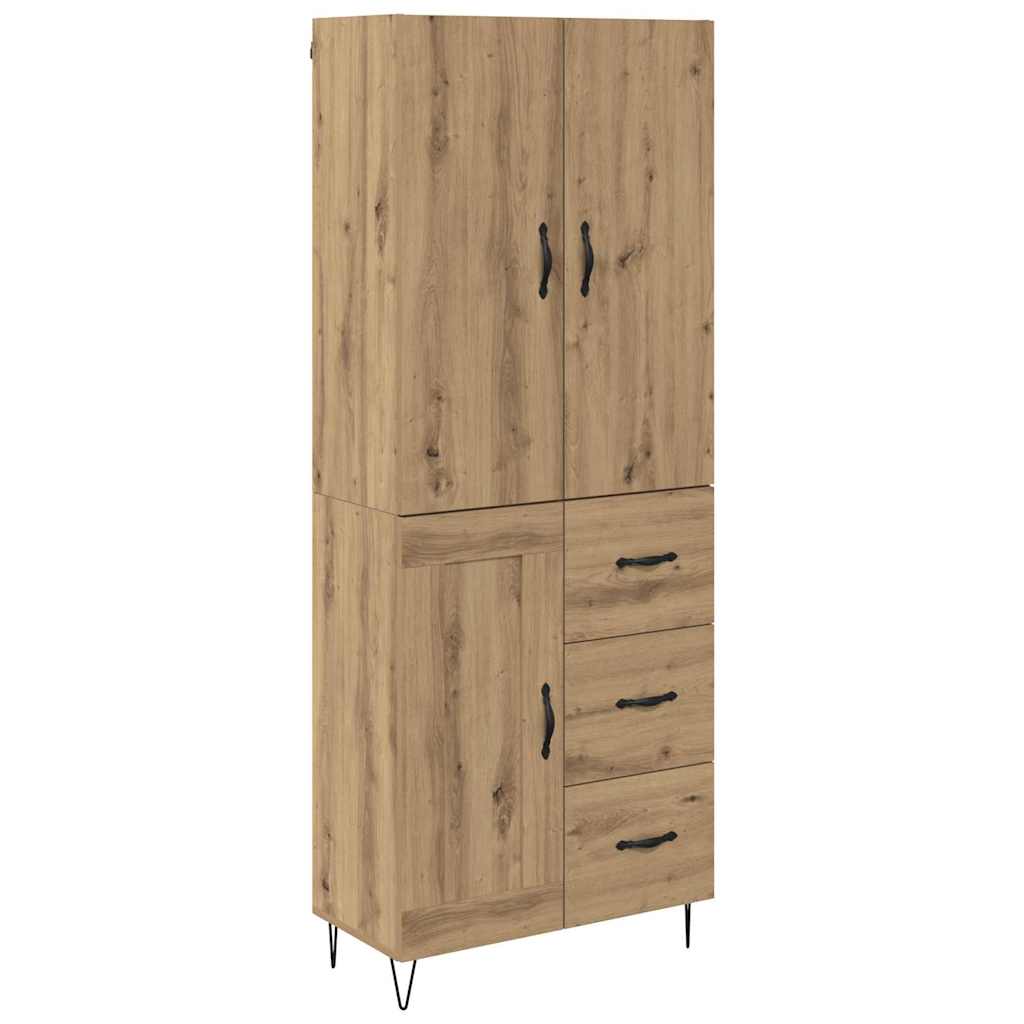 Highboard 2 pcs Artisan-Eiche Ingenieurholz und Glas
