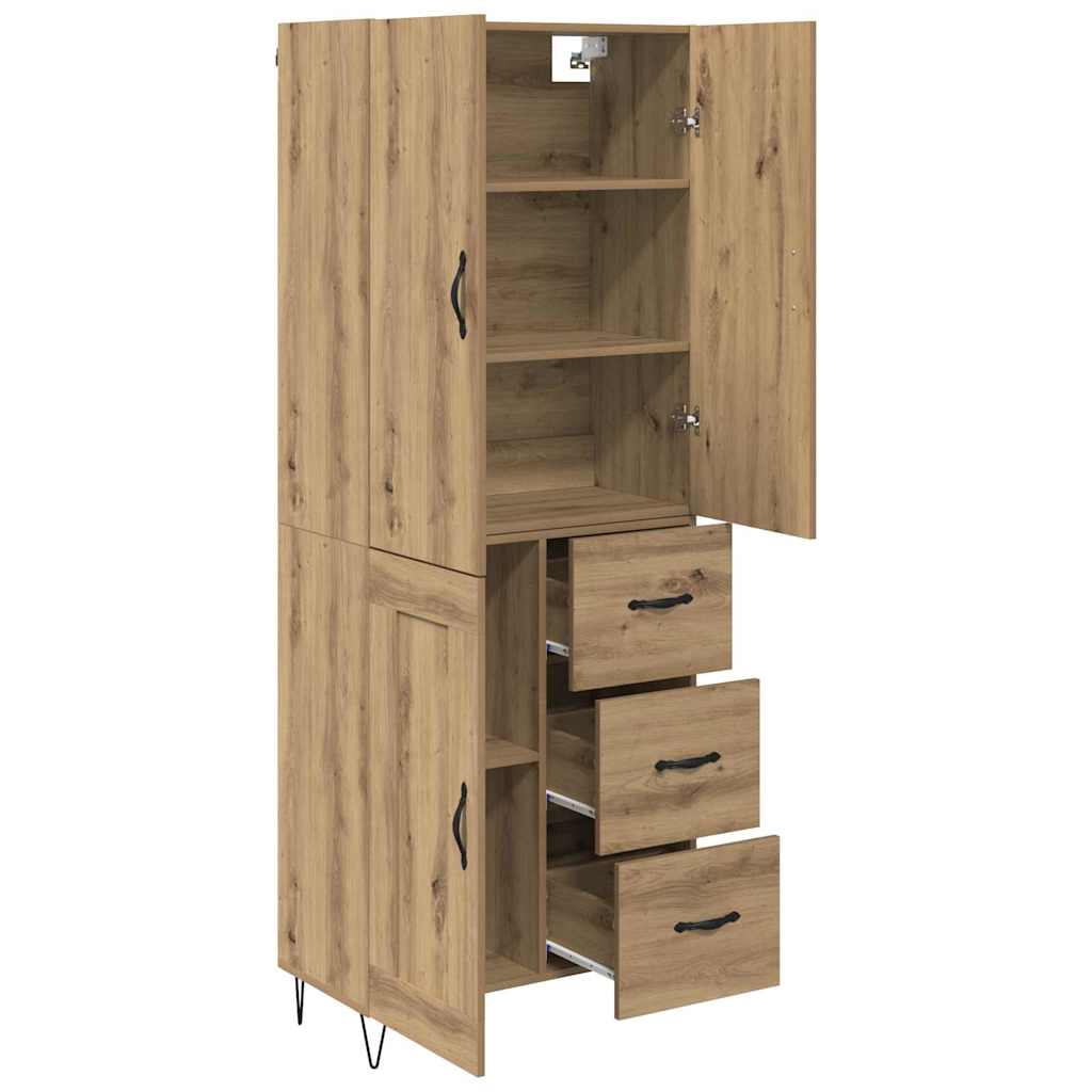 Highboard 2 pcs Artisan-Eiche Ingenieurholz und Glas