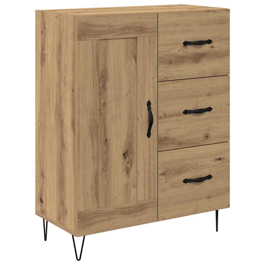 Highboard 2 pcs Artisan-Eiche Ingenieurholz und Glas
