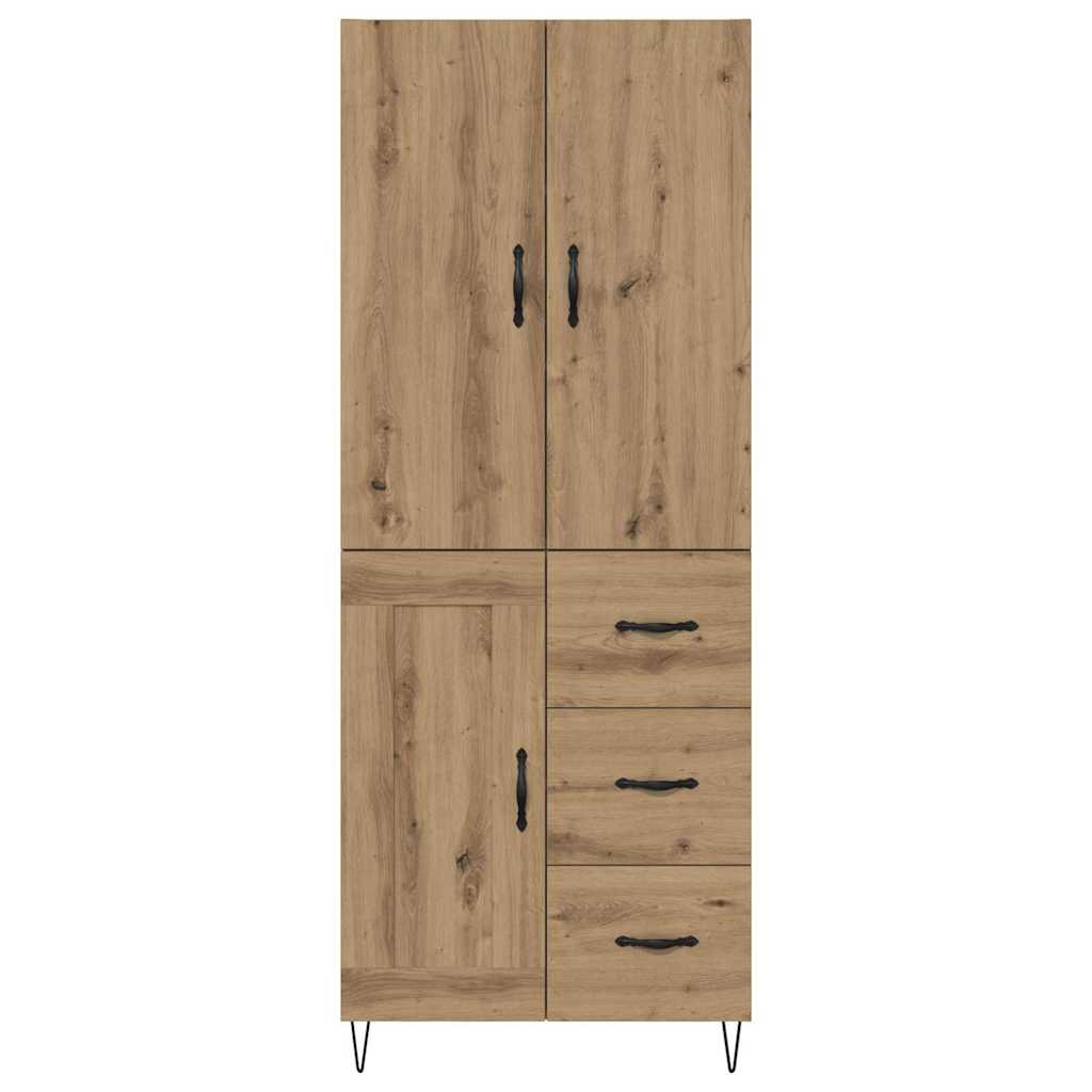 Highboard 2 pcs Artisan-Eiche Ingenieurholz und Glas