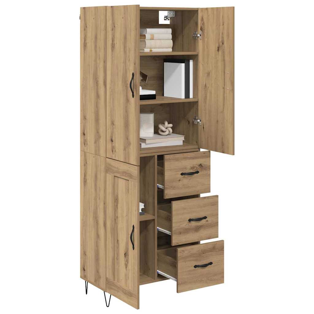 Highboard 2 pcs Artisan-Eiche Ingenieurholz und Glas