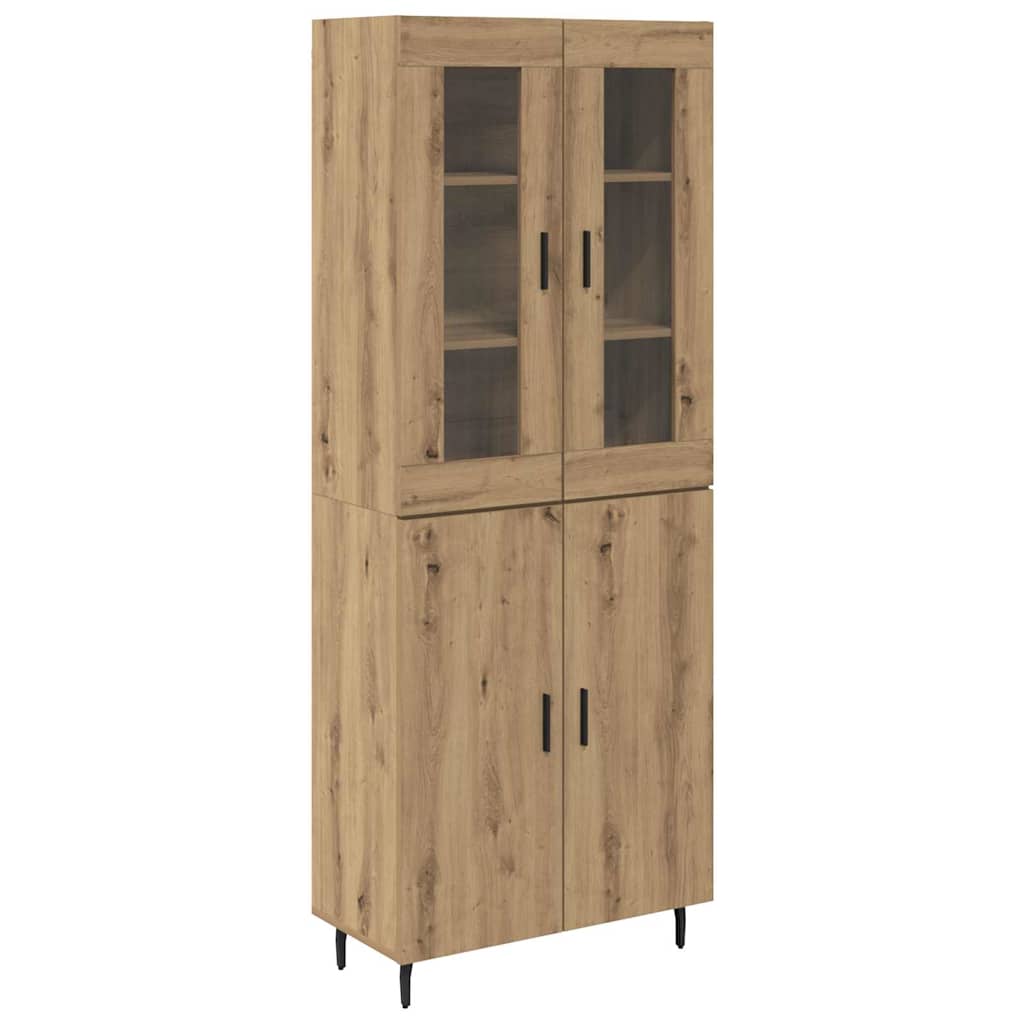 Highboard 2 pcs Artisan-Eiche Engineered Wood und Glas