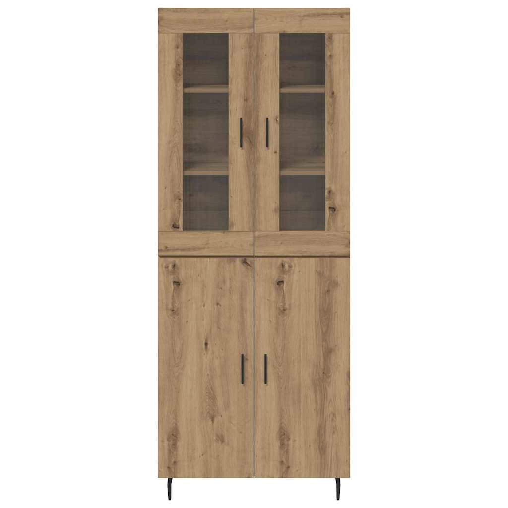 Highboard 2 pcs Artisan-Eiche Engineered Wood und Glas