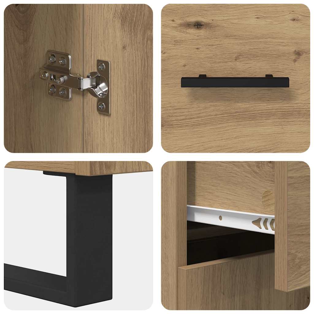 Highboard 2 pcs Artisan-Eiche Engineered Wood und Glas