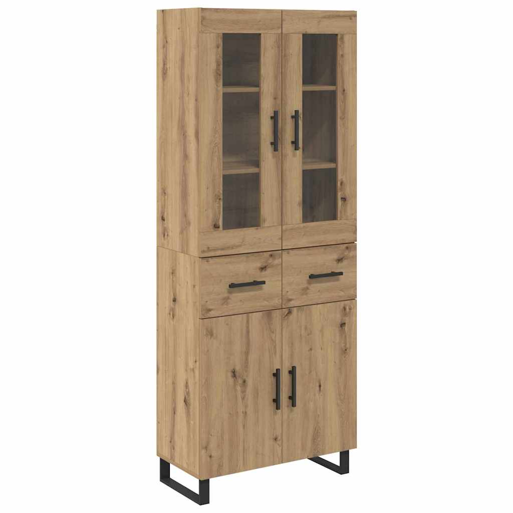 Highboard 2 pcs Artisan-Eiche Engineered Wood und Glas
