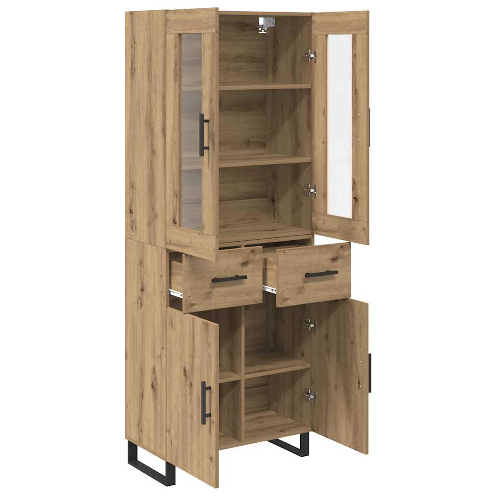 Highboard 2 pcs Artisan-Eiche Engineered Wood und Glas