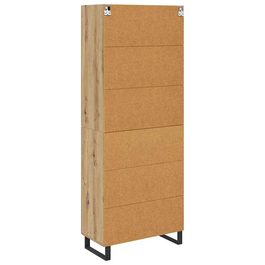 Highboard 2 pcs Artisan-Eiche Engineered Wood und Glas