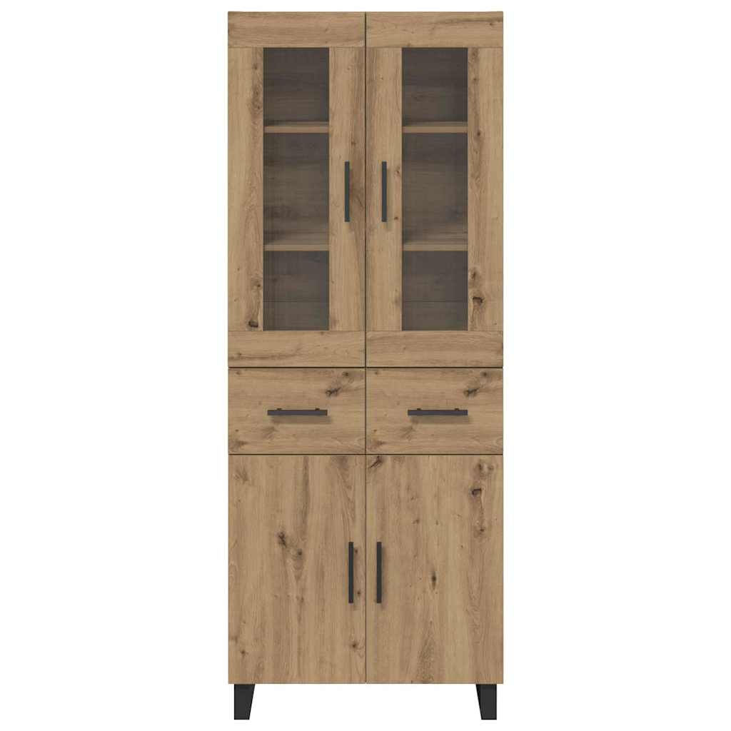 Highboard 2 pcs Artisan-Eiche Engineered Wood und Glas