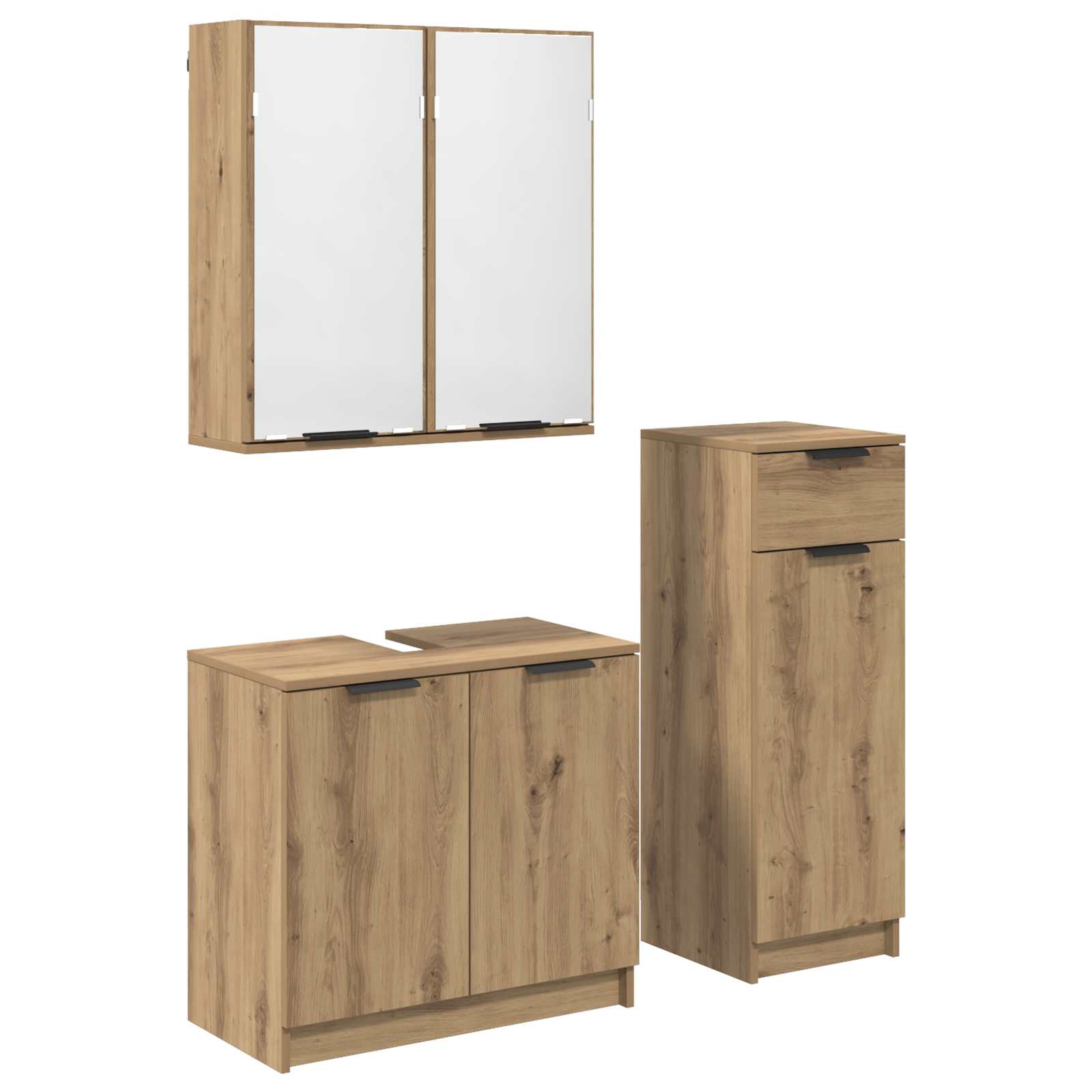 Badezimmermöbel-Set mit Tür 3 pcs Artisan-Eiche Holzwerkstoff