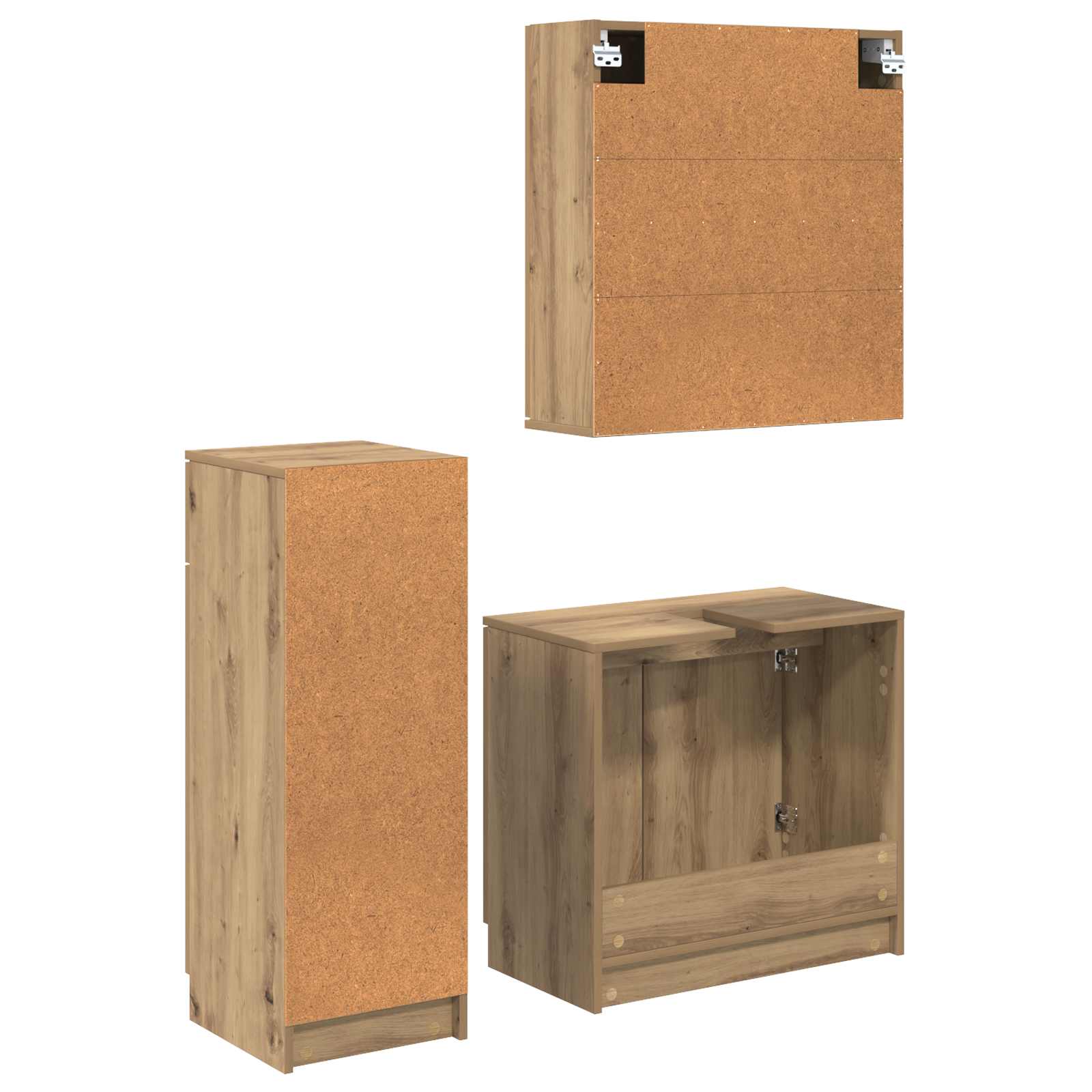 Badezimmermöbel-Set mit Tür 3 pcs Artisan-Eiche Holzwerkstoff